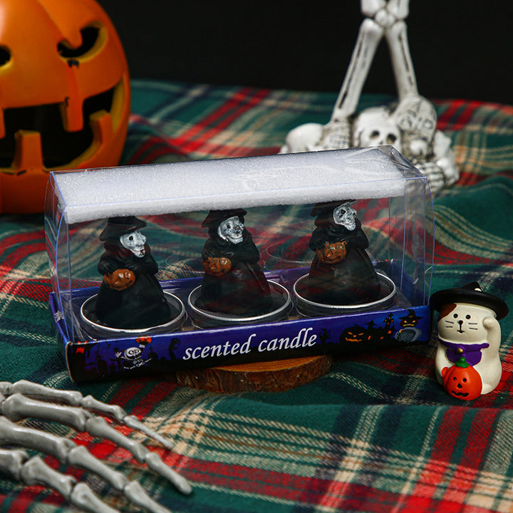 Halloween Duftende Hexen Skelett Teelicht Kerzen Trio