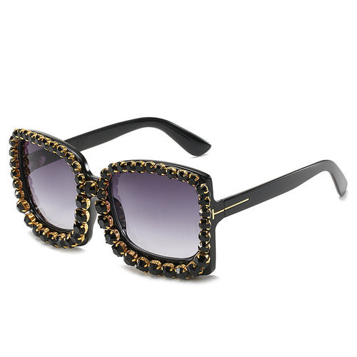 Glamouröse mit Strass besetzte Oversized-Sonnenbrille Karnz