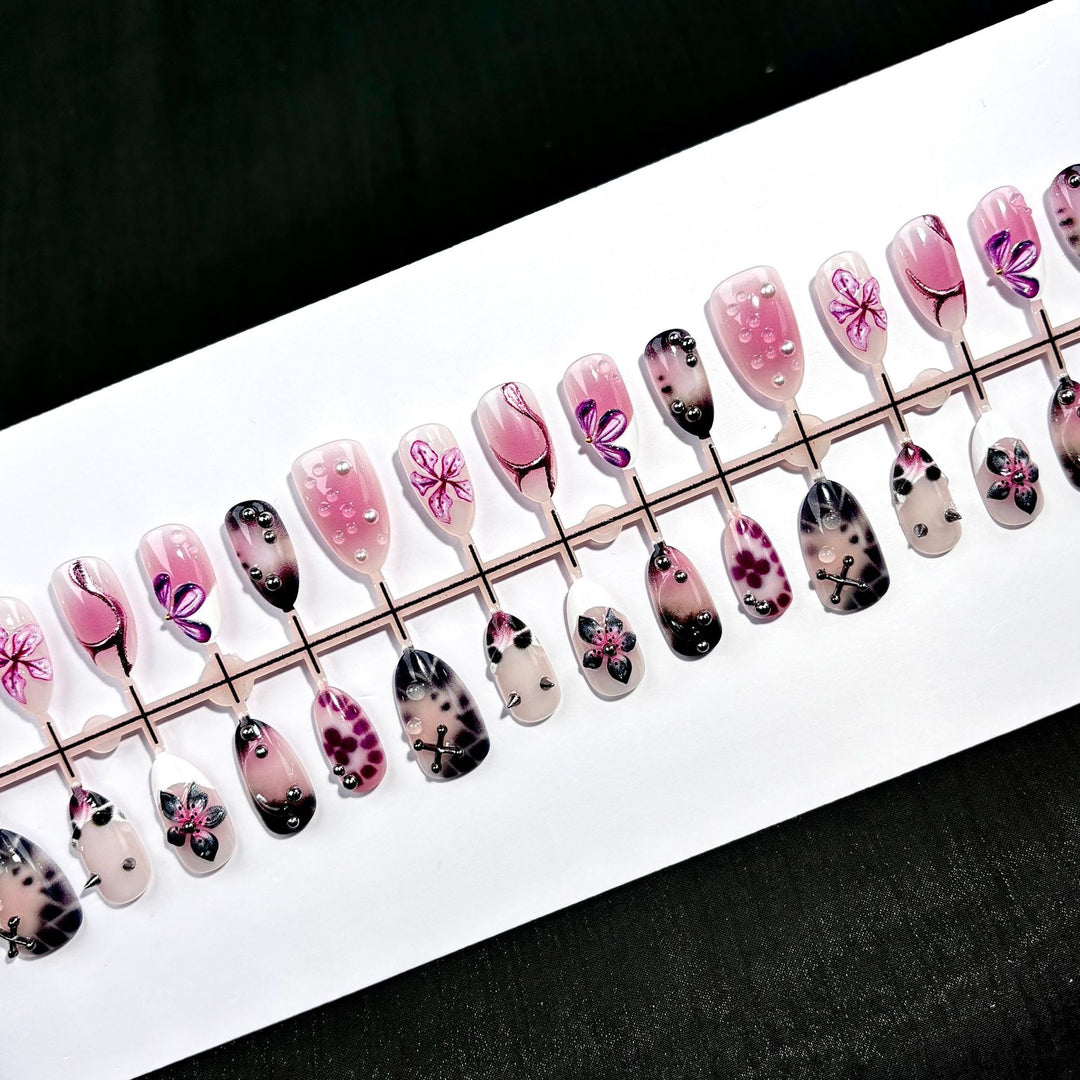 Elegante Polka Dot und Spitzen Press-On Nagel Set