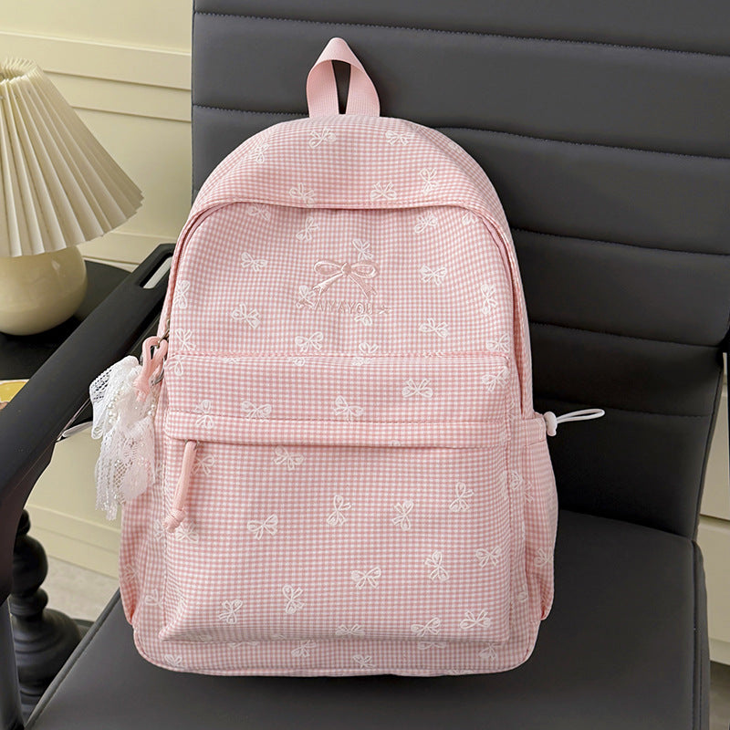 Charmanter Rucksack mit Schleifenverzierung im Gingham-Muster Karnz