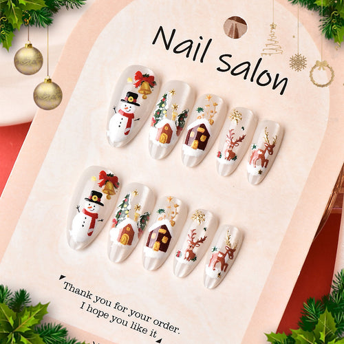 Festliches Winter-Themen Press-On Nagelkunst Karnz
