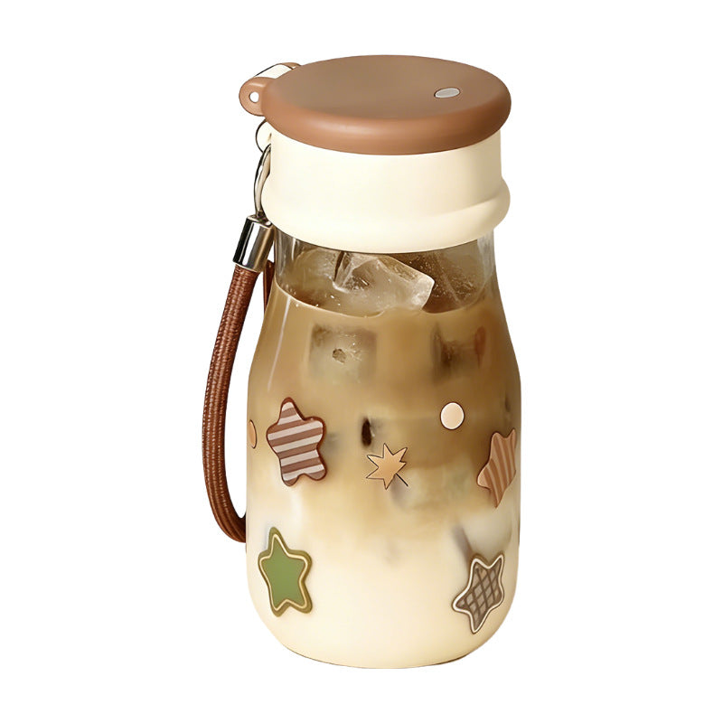 Damen Trinkflasche mit verspieltem Aufdruck und praktischem Tragegriff Karnz