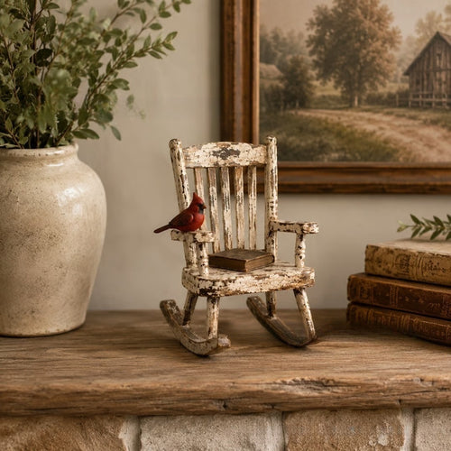 Dekorative Miniatur Schaukelstuhl Figur Karnz