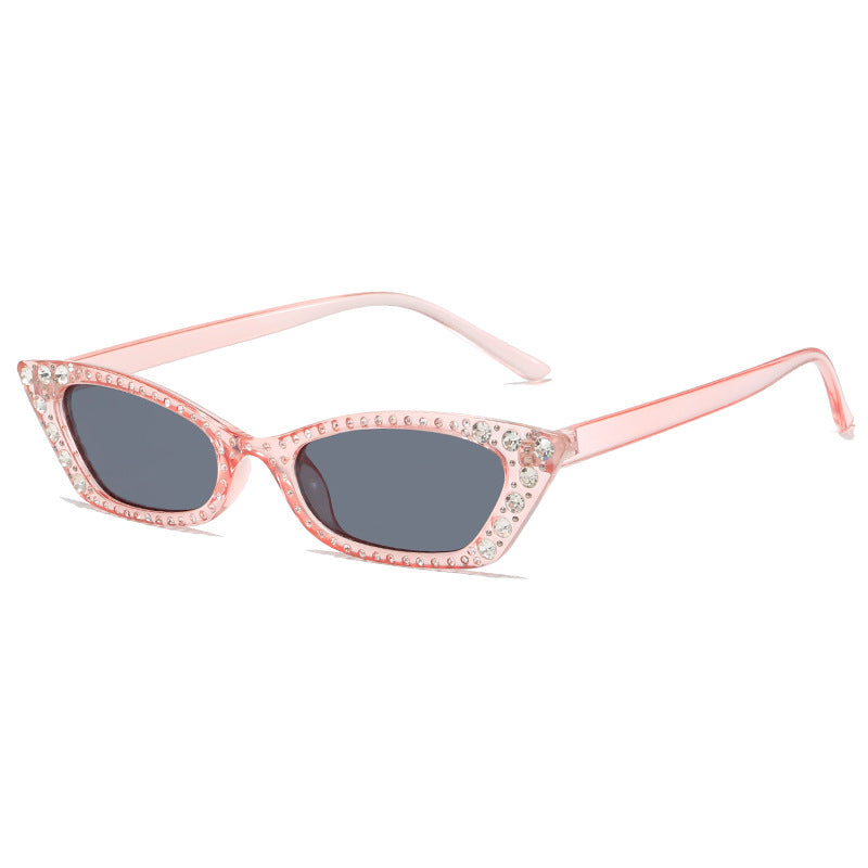 Damen extravagante Cat-Eye Sonnenbrille mit Kristallverzierung Karnz