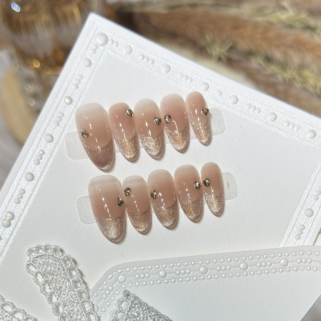 Eleganter Glitter-Akzent Press-On Nagel Set Karnz