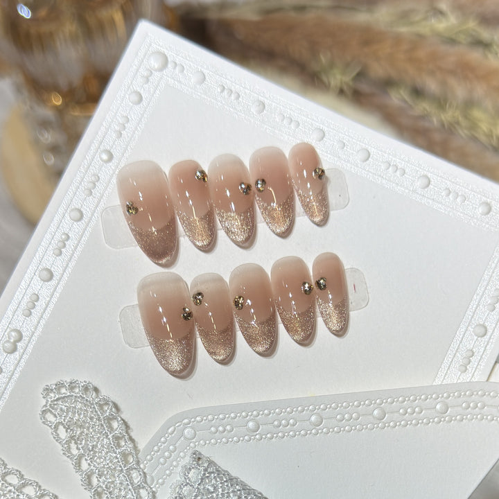 Eleganter Glitter-Akzent Press-On Nagel Set Karnz