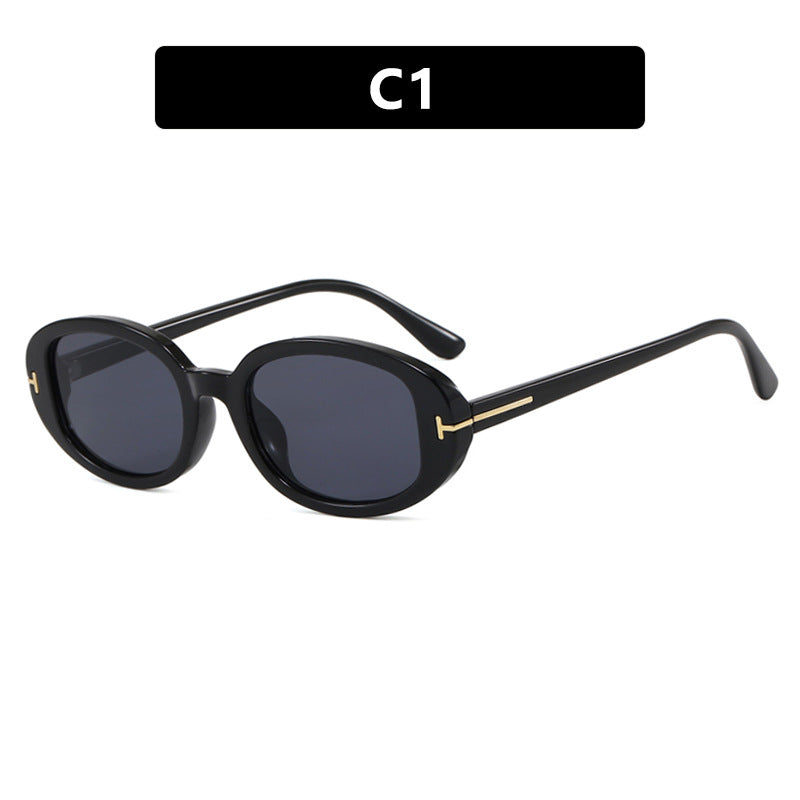 Damen stilvolle ovale Sonnenbrille mit goldenen Details Karnz
