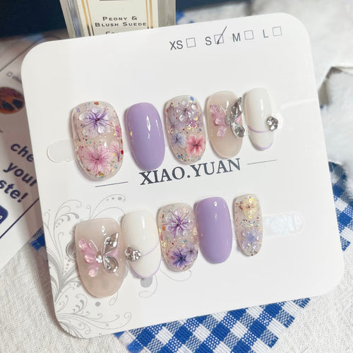 Floral Künstlerische Press-On Nagelset
