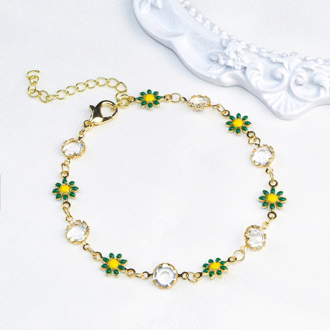 Blumen Kristall Charm Armband Karnz