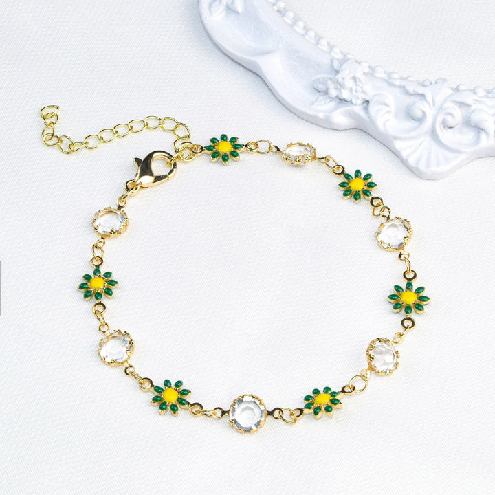 Blumen Kristall Charm Armband Karnz