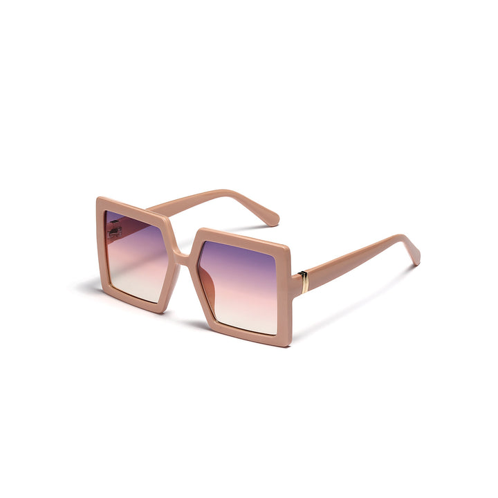 Damen geometrische Sonnenbrille mit modernem, breiten Rahmen Karnz