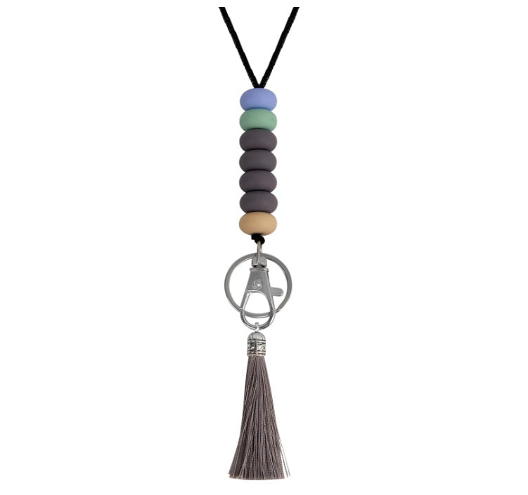 Bunter Perlen-Schlüsselanhänger Lanyard mit Quaste Karnz