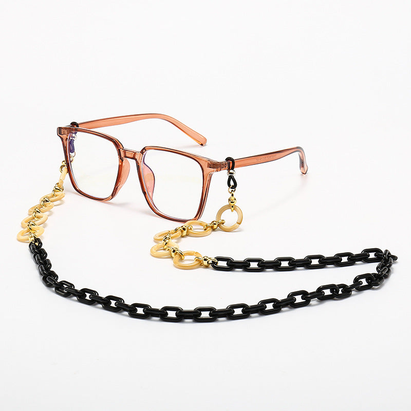Modische Quadratische Rahmenbrille mit Dekorativer Kette Karnz