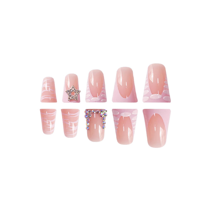 Künstlerisches Nail Set mit Strass-Akzenten zum Aufkleben Karnz