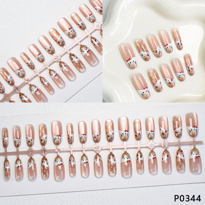 Verspieltes Tierdruck Press-On Nagelset Karnz