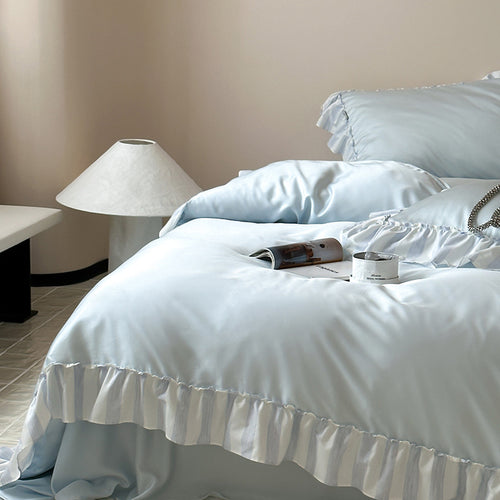 Luxuriöses Satin Rüsch-Bettwäsche-Set
