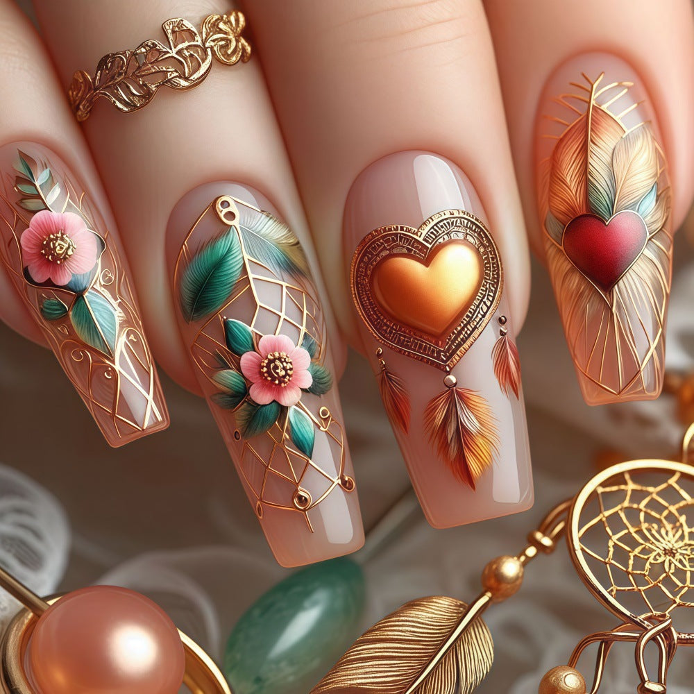 Kreative Kunstnägel mit floralem und romantischem Design Karnz