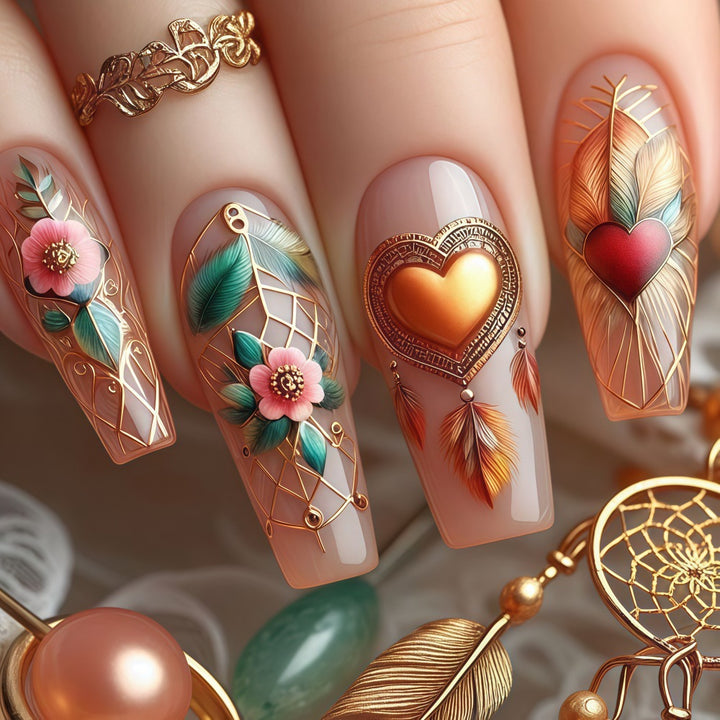 Kreative Kunstnägel mit floralem und romantischem Design Karnz