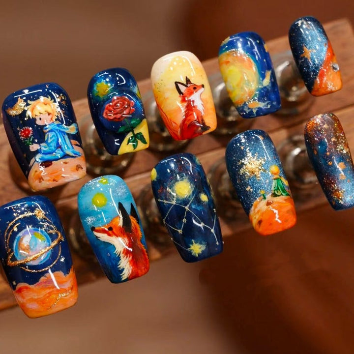 Künstlerische Sternenklare Nacht Press-On Nagelkunst Karnz