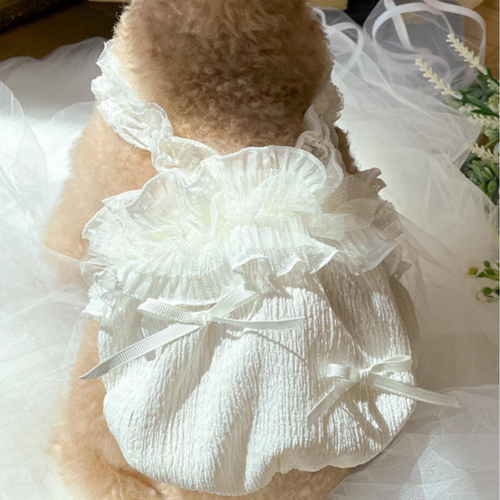 Baby Rüschenträger Strukturiertes Overall-Kleid mit Organza-Besatz & Satin s