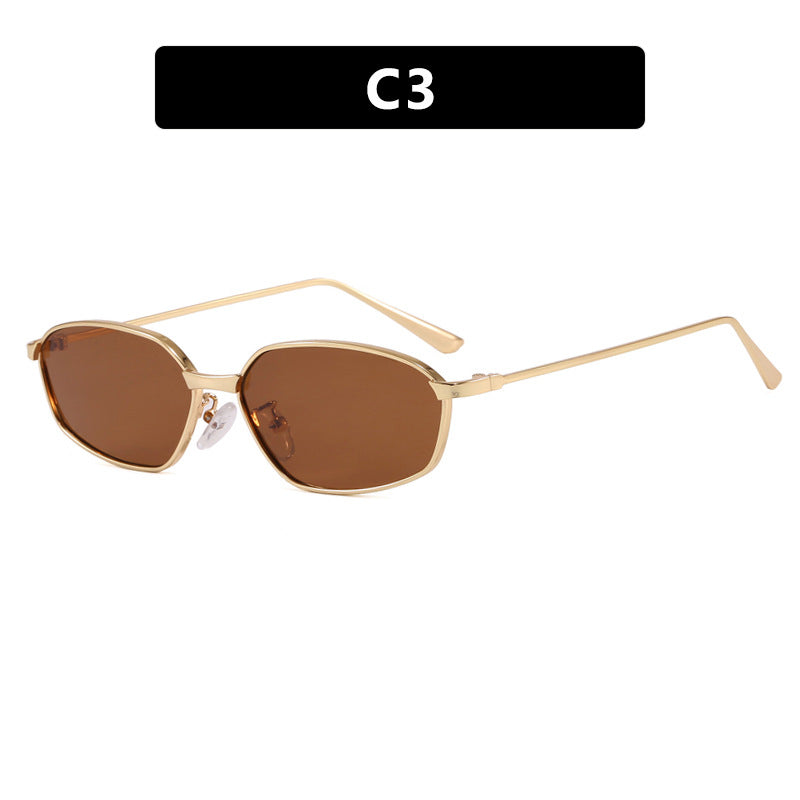 Damen geometrische Sonnenbrille mit schützendem UV-Filter und minimalistischem Metallrahmen Karnz