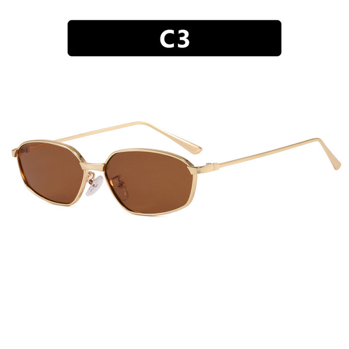 Damen geometrische Sonnenbrille mit schützendem UV-Filter und minimalistischem Metallrahmen Karnz