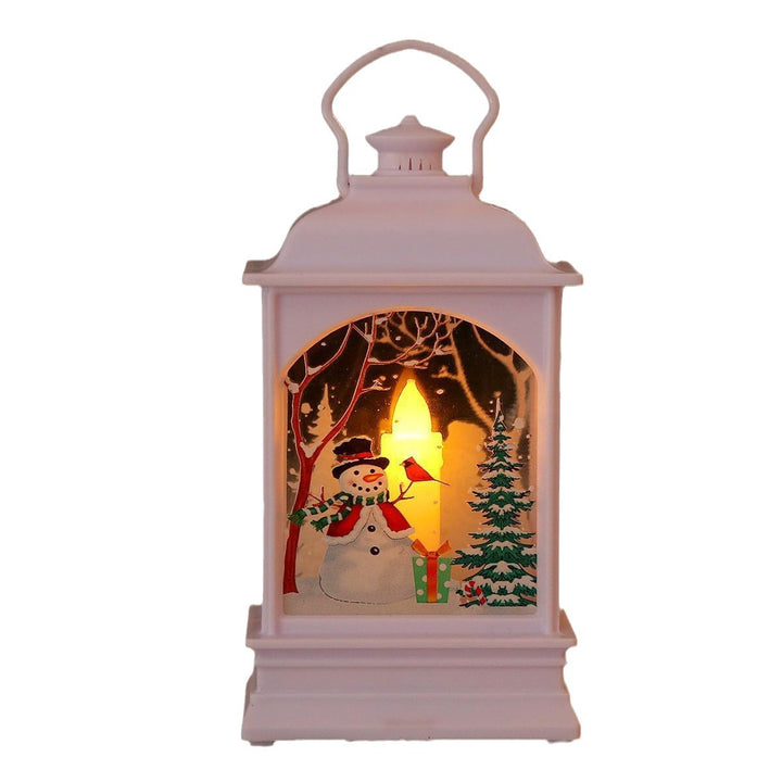 Nostalgische LED Weihnachtslaterne mit beweglichem Santa-Motiv Karnz