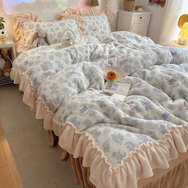 Plüsch Floral Rüsch Komfortbett-Set