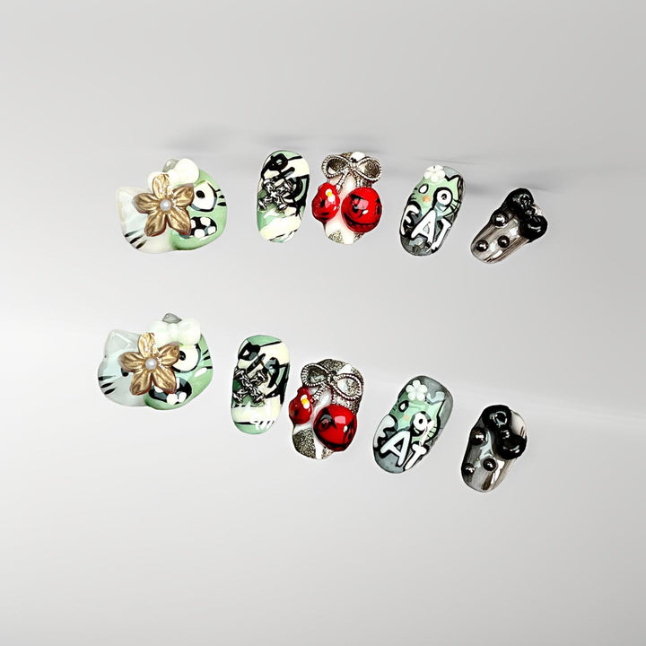 Verspieltes Charakterdesign Press-On Nagelkunstset Karnz