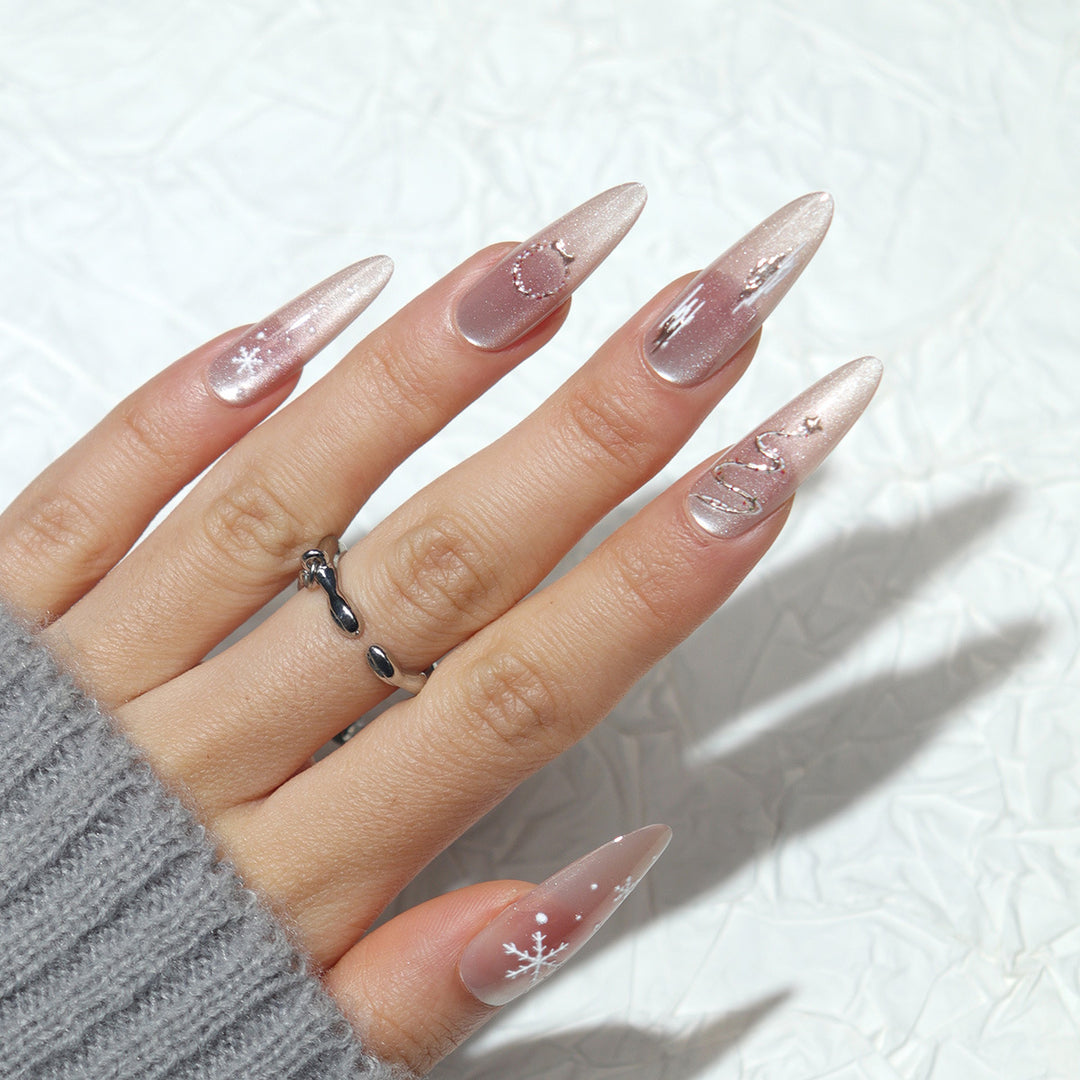 Premium Stiletto Press-On Nägel mit elegantem gefrostetem Design Karnz