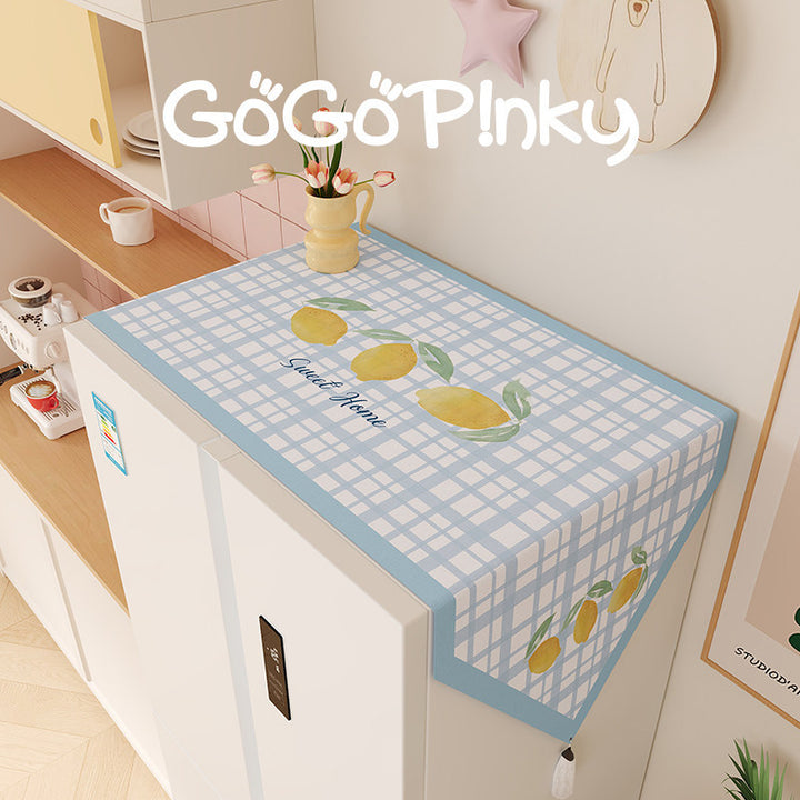 Refrigerator Top Protective Runner Dust Cover with Fruit Motif and Tassel Corners