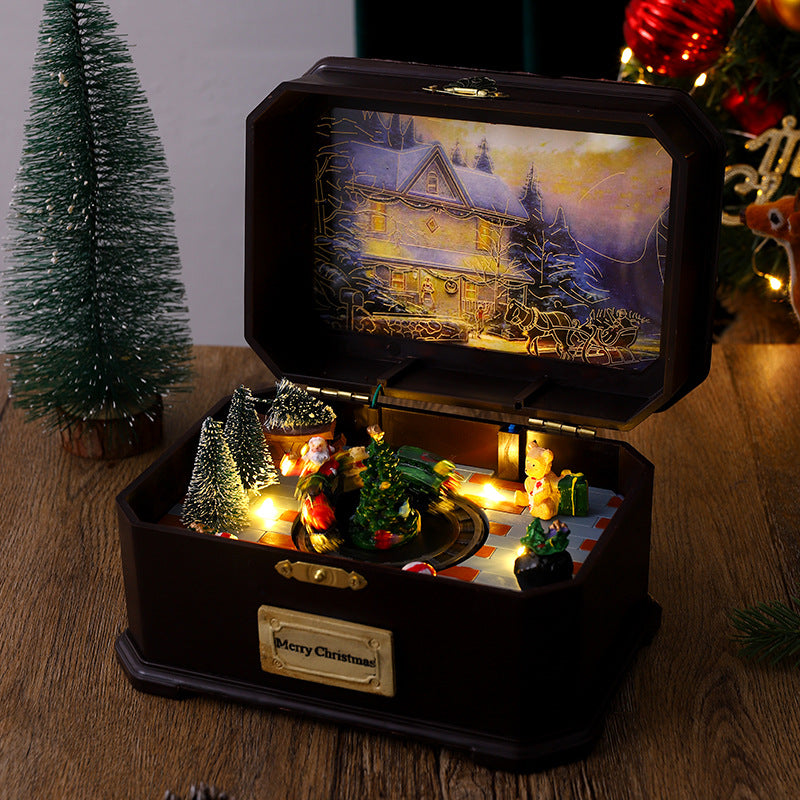 Beleuchtete Weihnachtslaterne mit Schnee- und Weihnachtsmotiv Karnz