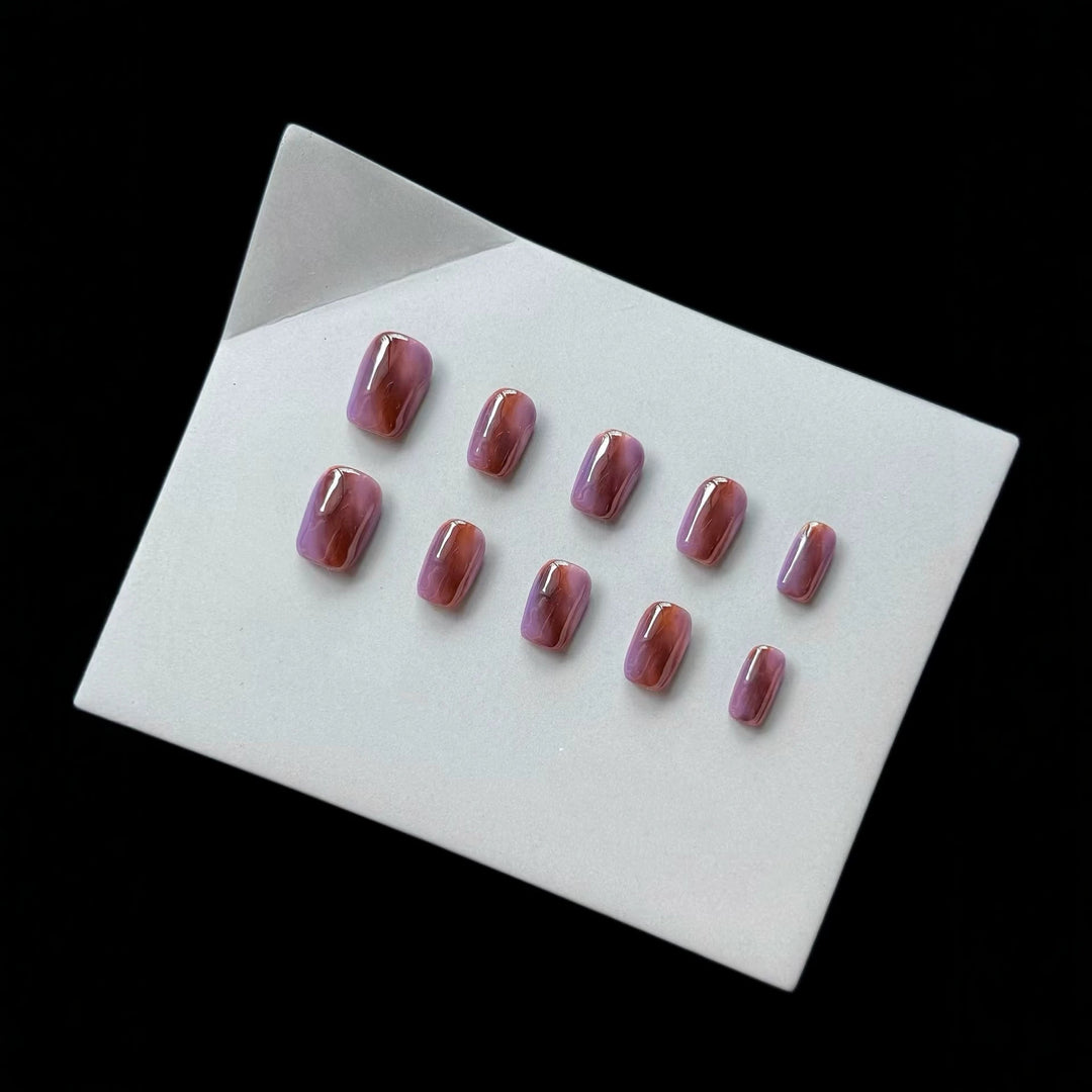 Premium Press-On Nagelkunst Set mit Marmor Design