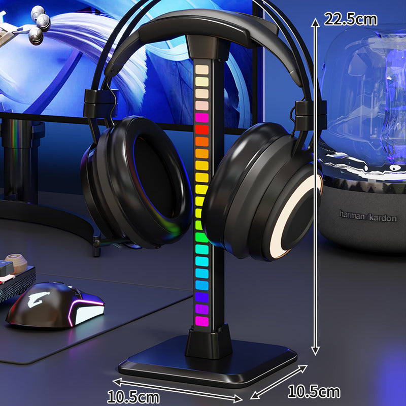 RGB LED Desktop Kopfhörerständer mit vertikaler Farbwechselbeleuchtung und gepolstertem Kopfteil
