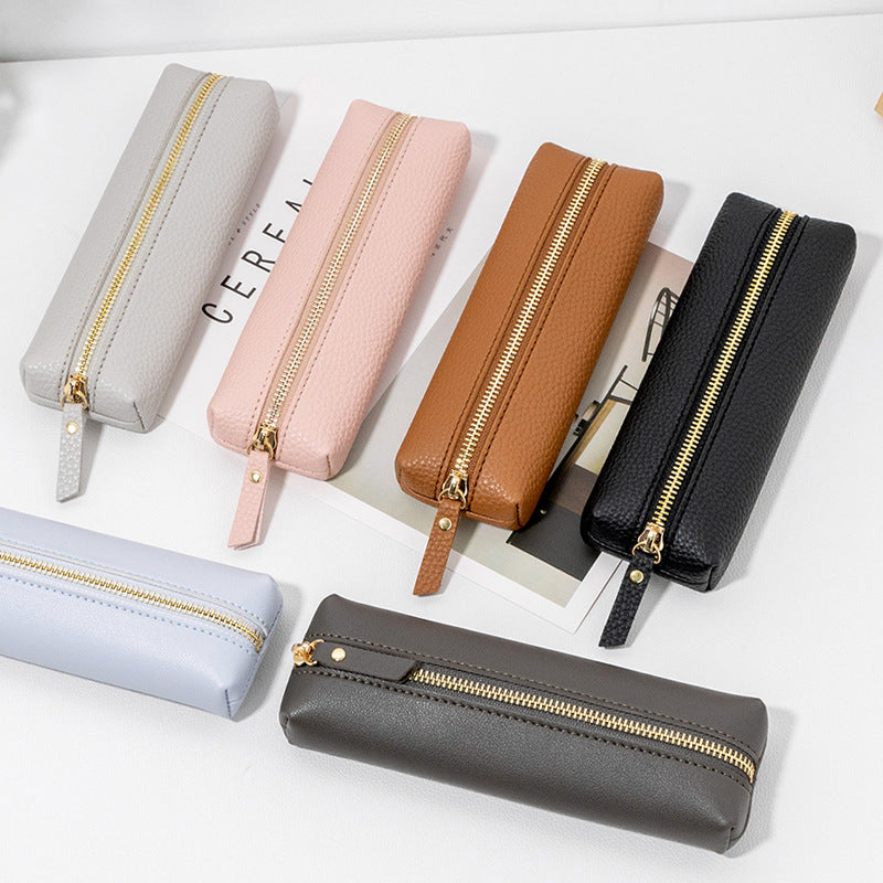 Premium Leder Reißverschluss Bleistift Etui Karnz