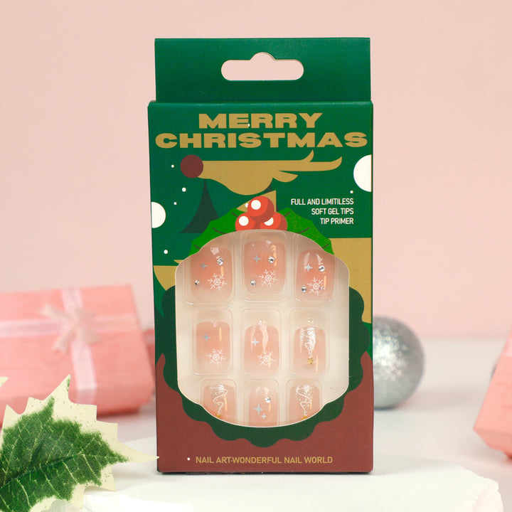 Kunstvolle Nagelverlängerungen mit Weihnachtsdesign Karnz