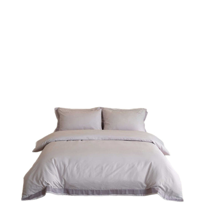 Baumwoll-Satin Bettwäsche Set mit kontrastierendem Saum und Oxford-Kissenbezügen