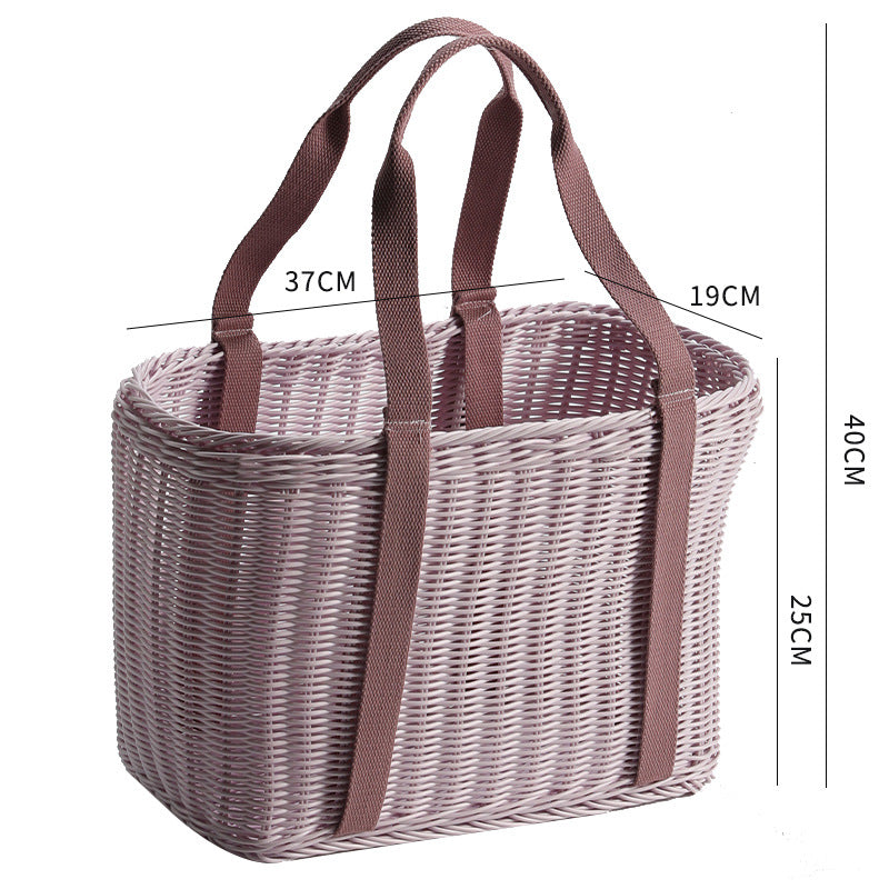 Unisex Robust geflochtener Einkaufskorb mit bequemen Stoffgriffen Karnz