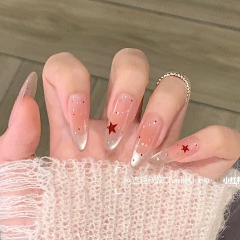 Glamouröse mit Sternen akzentuierte French Tip Press-On Nägel Karnz