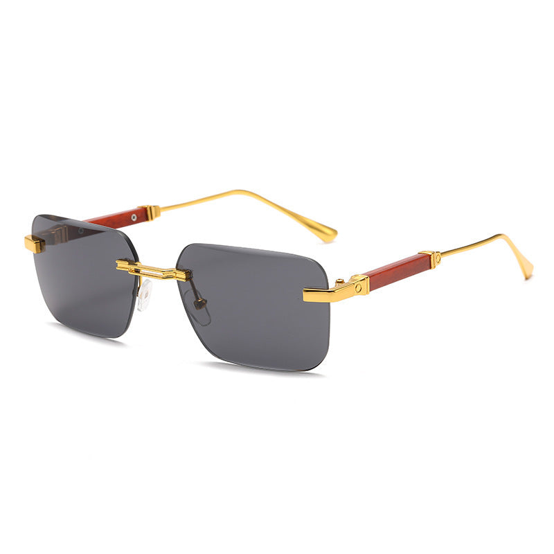 Damen modische rechteckige Sonnenbrille mit edlem Metallakzent Karnz