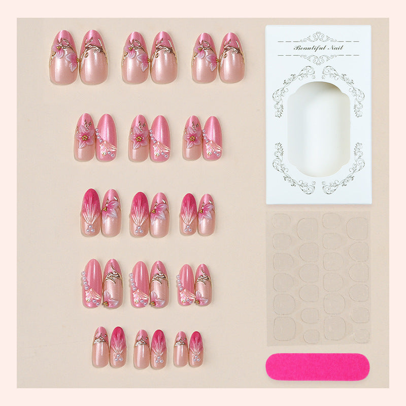 Florale verzierte Press-On-Nagelset Karnz 1788495473
