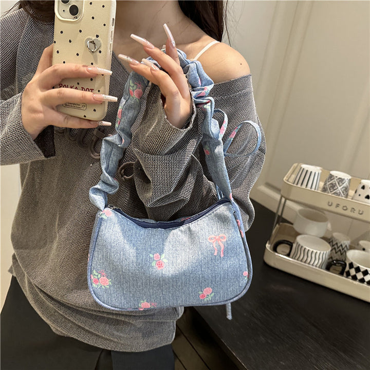 Bestickte Jeans Schultertasche Karnz