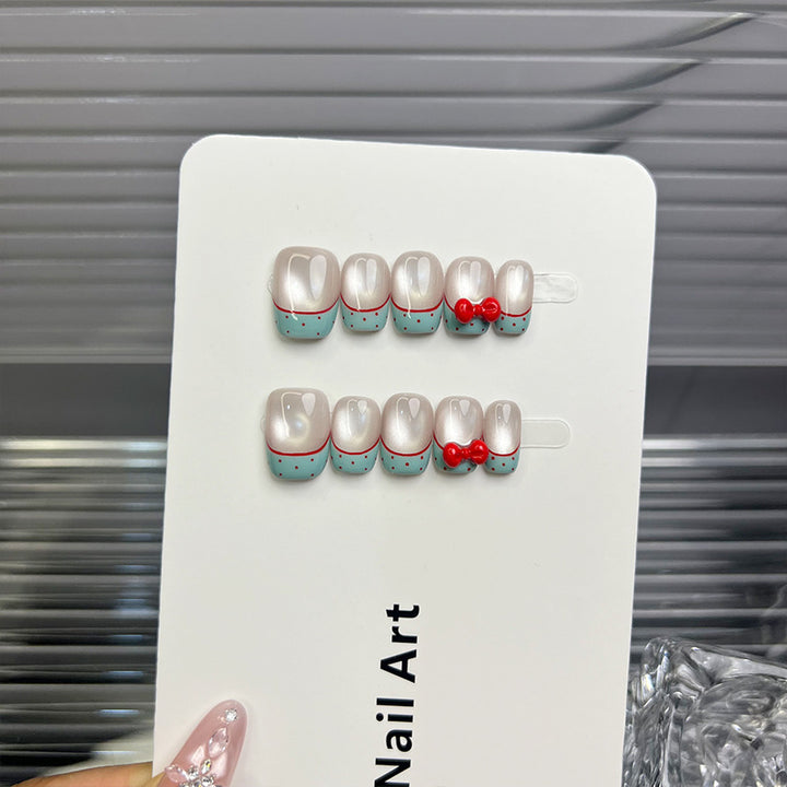 Stylisches Kirsch-Akzent Press-On Nagel Set