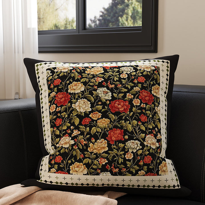 Velvet Bamboo Leaf Square Throw Pillow Cover with Hidden Zipper