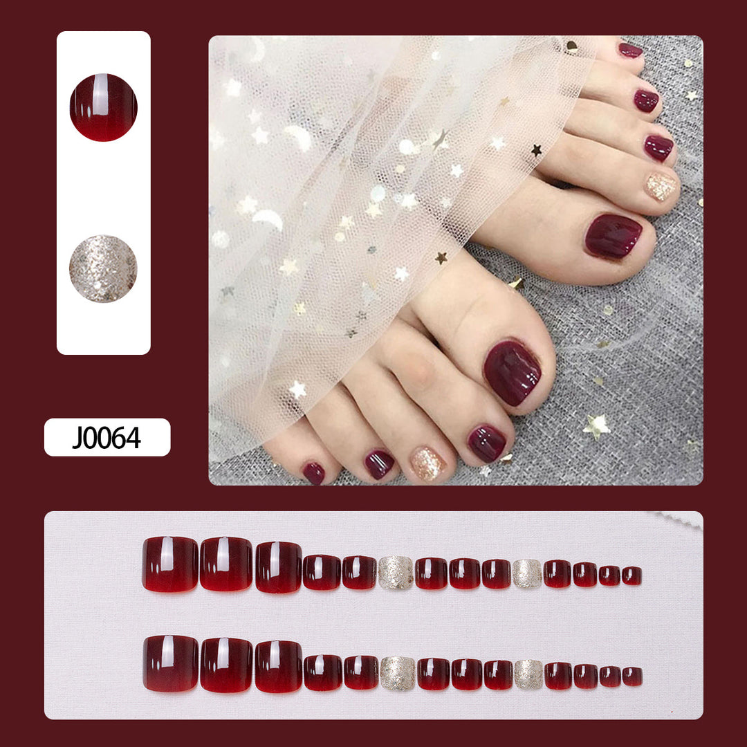 Glitzernde French Tip Zehennagelkunst