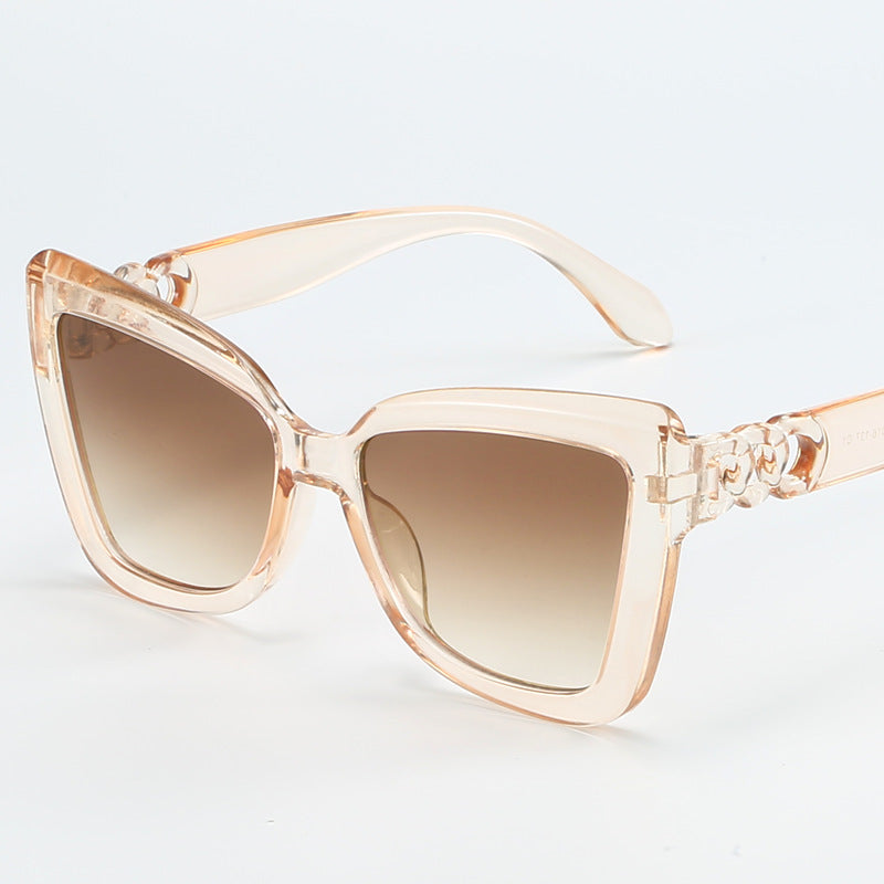 Damen moderne Cat-Eye Sonnenbrille mit klarem Rahmen und UV-Schutz Karnz