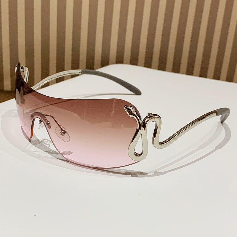 Damen modische Oversized-Sonnenbrille mit innovativem Metallrahmen und einzigartigem Design Karnz