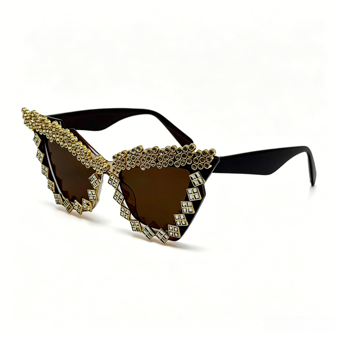 Damen Designer-Sonnenbrille mit glamourösem kristallverziertem Rahmen Karnz