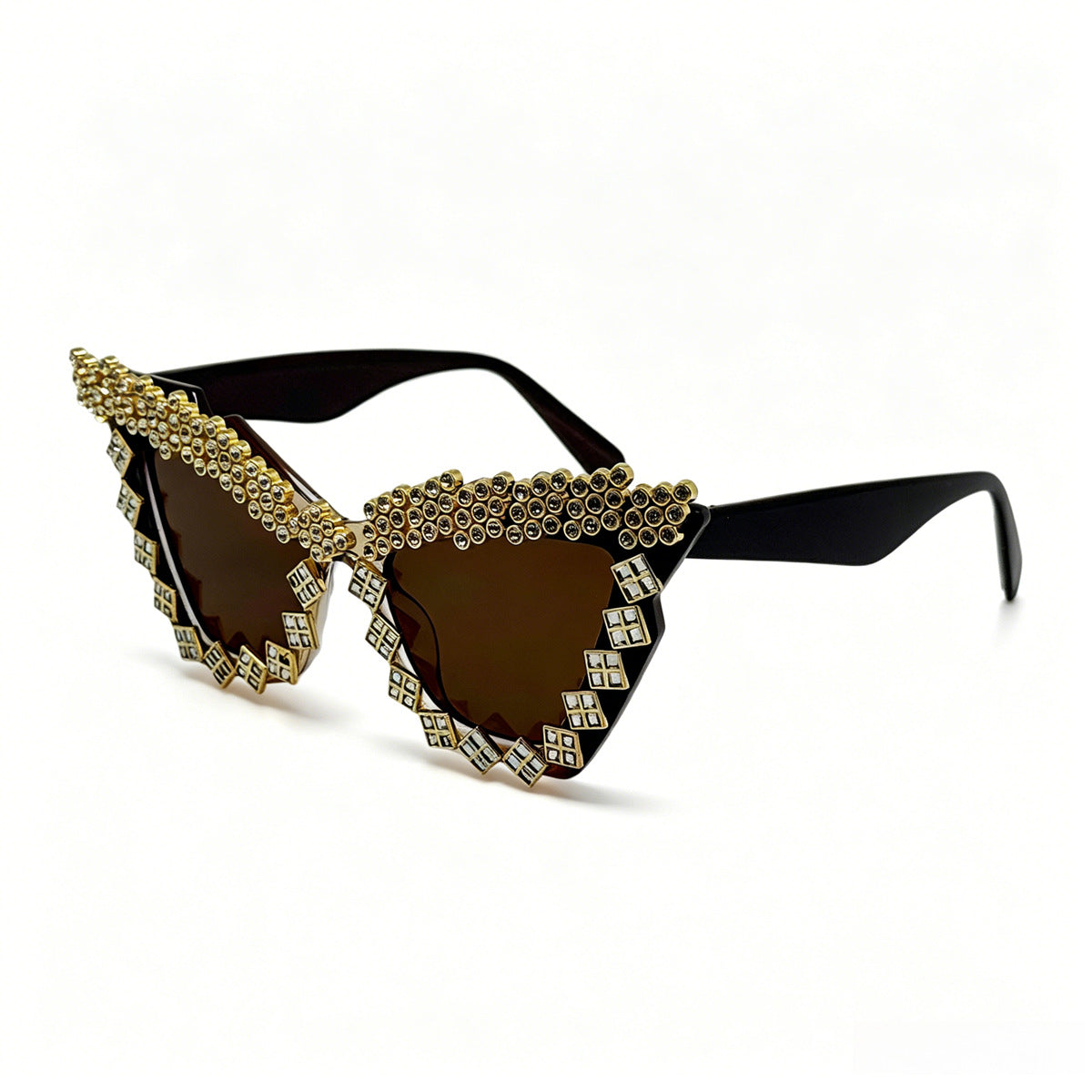 Damen Designer-Sonnenbrille mit glamourösem kristallverziertem Rahmen Karnz