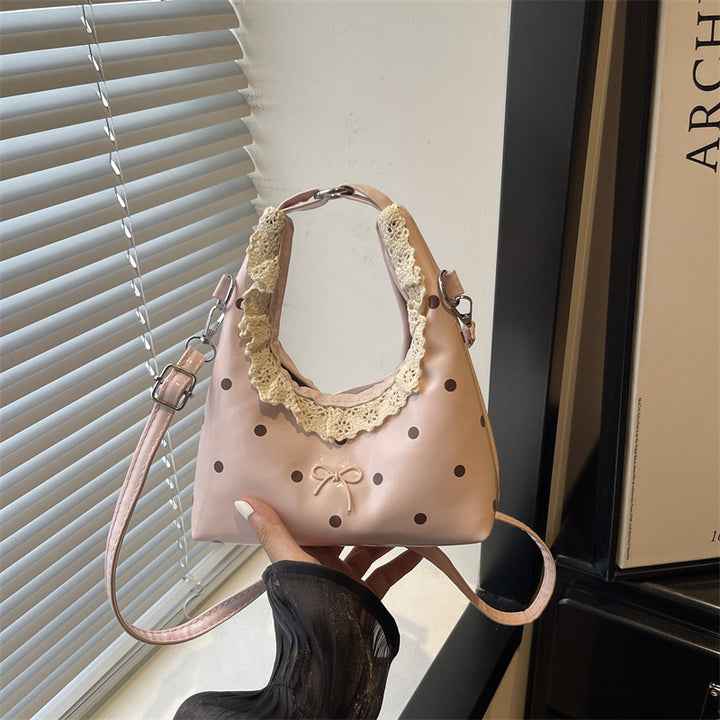 Dekorativer Handtasche mit Spitzenrand und Punkte-Muster